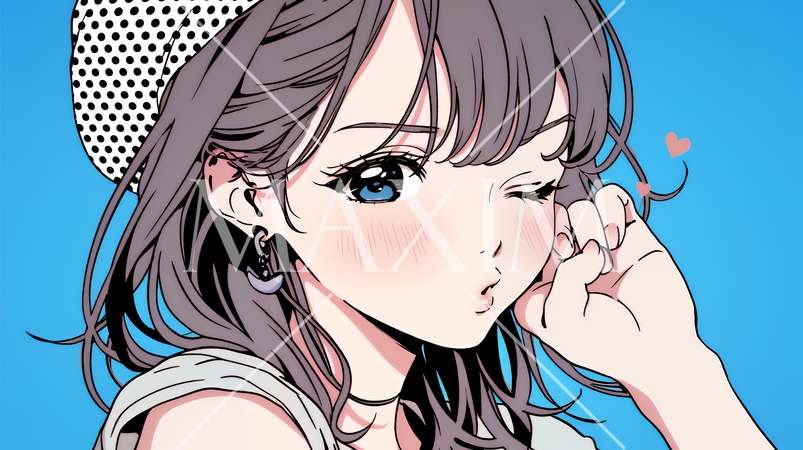 投げキッスをしている若い女性