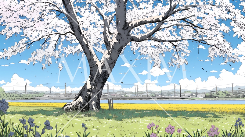 誰もいない満開の桜並木