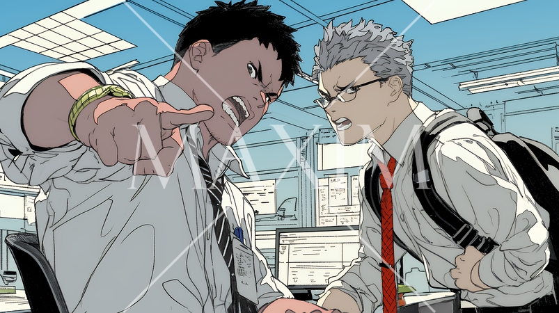 ミスした部下を叱責している上司