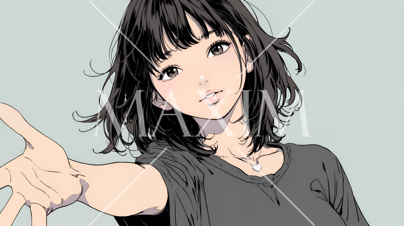 両手を広げて歓迎・驚きの仕草をしている若い女性