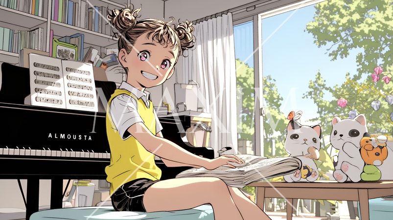 ピアノを弾こうとしている幼い女の子