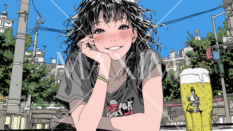 ビールを飲んでいる女性