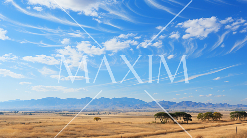 秋の草原と青空の精緻CG画