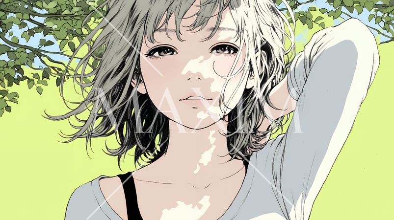 口笛を吹いている若い女性