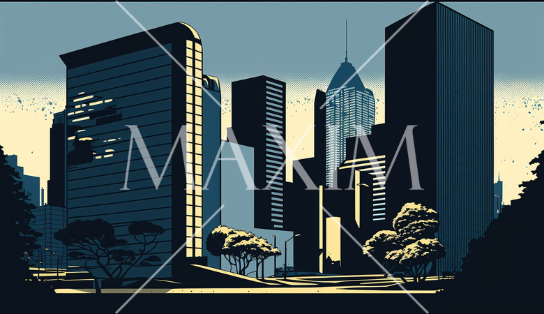 東京のオフィス街の街並みをポップアートで表現