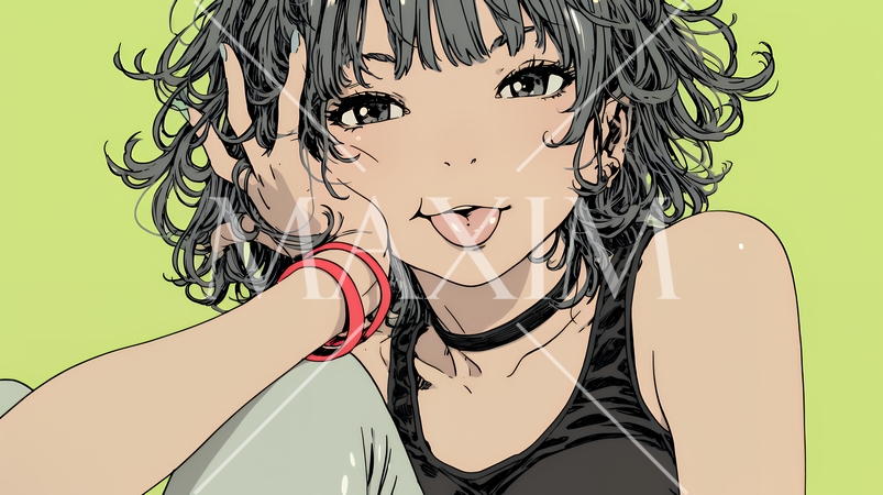 あっかんべー：舌を出して思いっきり相手を馬鹿にしている様子