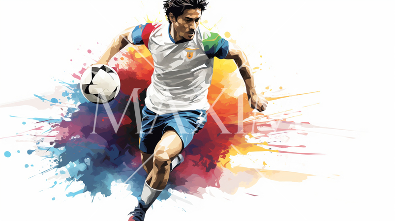 サッカー選手がドリブルをしている