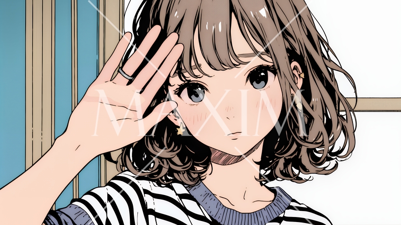 手のひらを相手に向けて見せるジェスチャーをして拒否の意思を表している若い女性