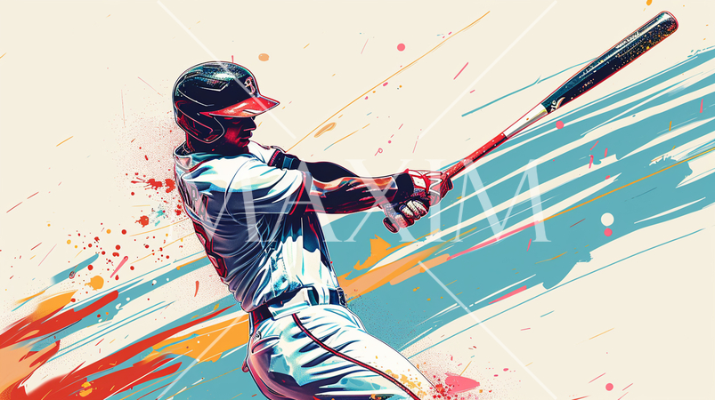 野球のバッティングをしている男性