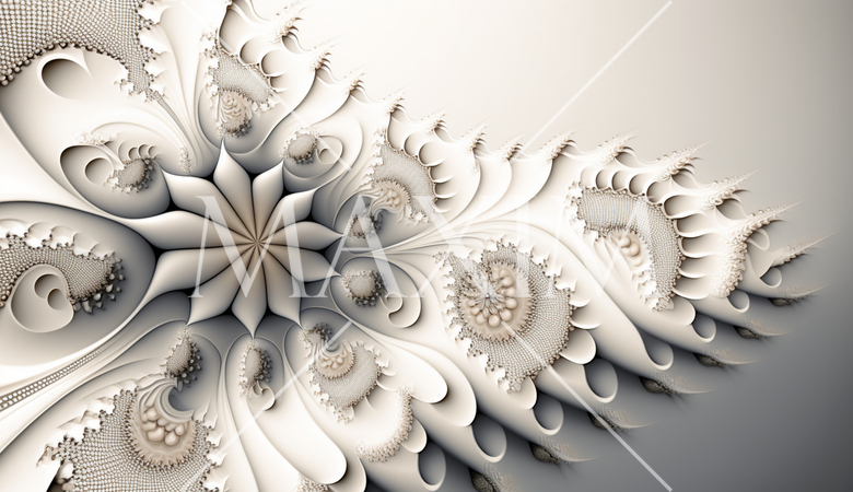 白バックのフラクタル様背景素材精緻CG画