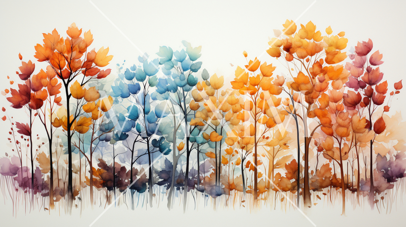 秋の紅葉した草木