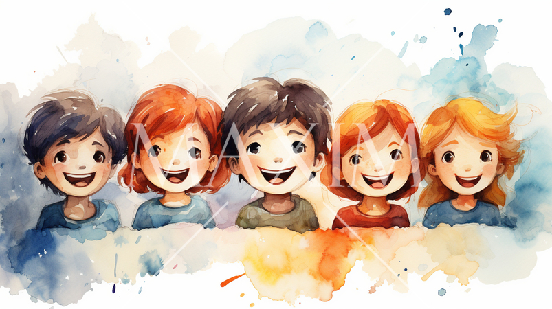 ニコニコ顔で一緒に遊んでいる子供たち