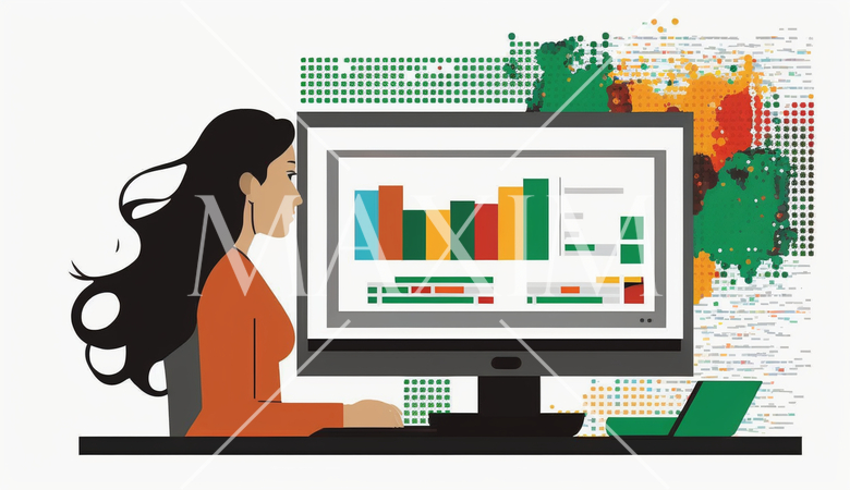 pcでexcel作業中の女性