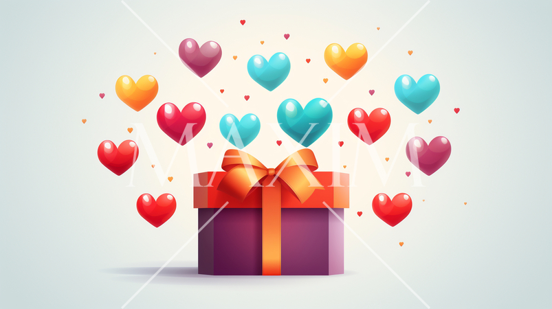 ハートがいっぱいのギフトボックス