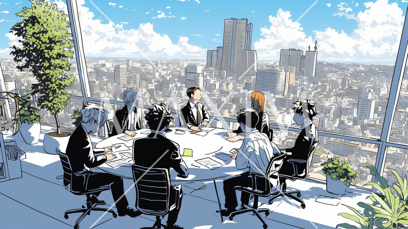 会社で行われているチームミーティング