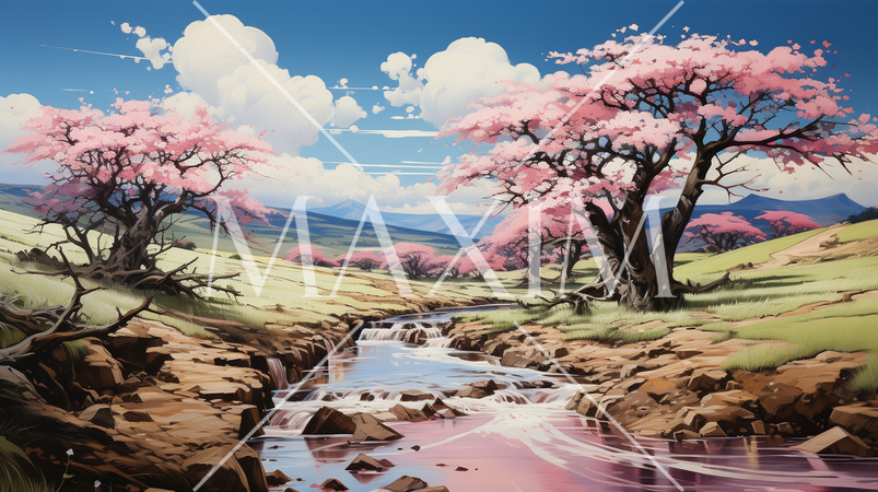 桃源郷：桃・梅・桜の花が咲き乱れる里