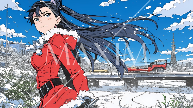 クリスマスファッションの若い女性