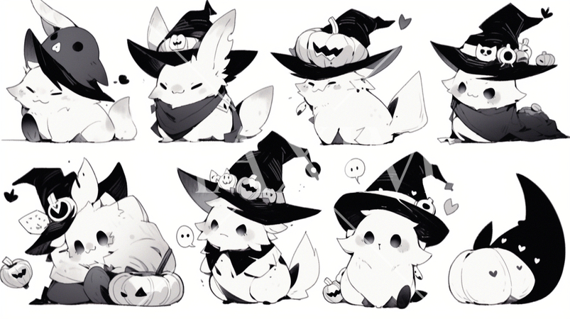 かわいらしいお化けのハロウィンアートのプリファレンスシート