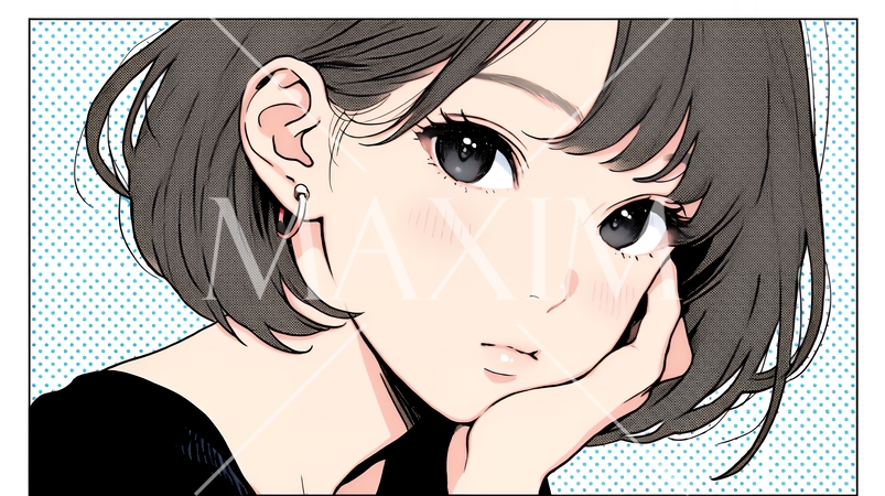 楽：リラックスした顔をしている若い女性