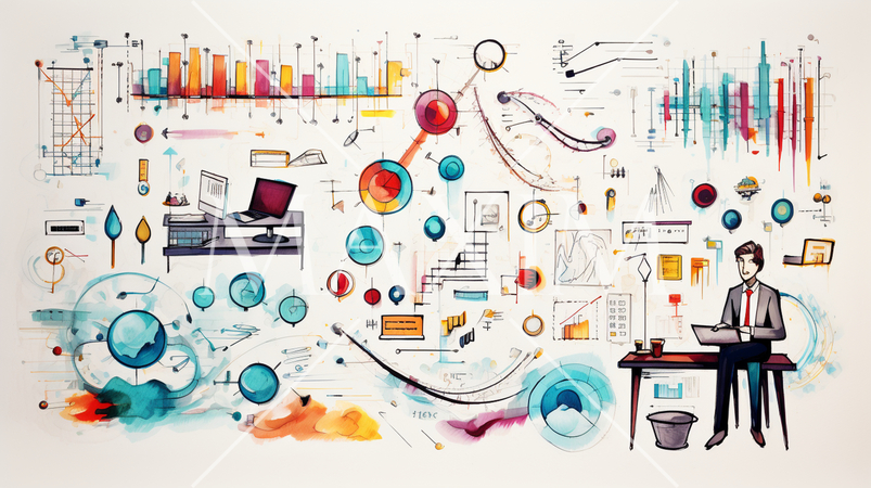 色々なビジネスシーン要素：落書きのような表現