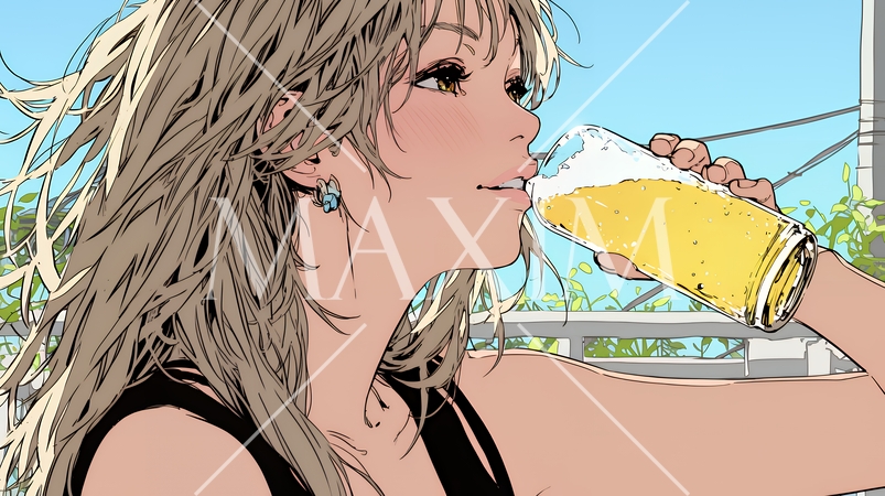 ビールを飲んでいる女性