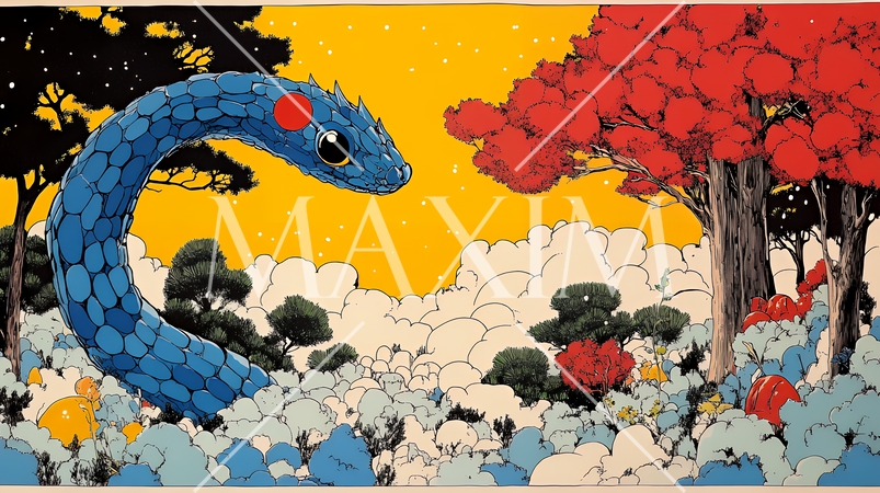 年賀状用のポップなヘビのイラスト