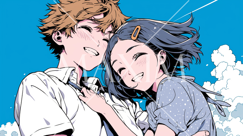 そよ風の中、デートをしている初々しい若い男女の恋人たち