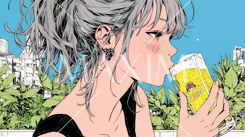 ビールを飲んでいる女性