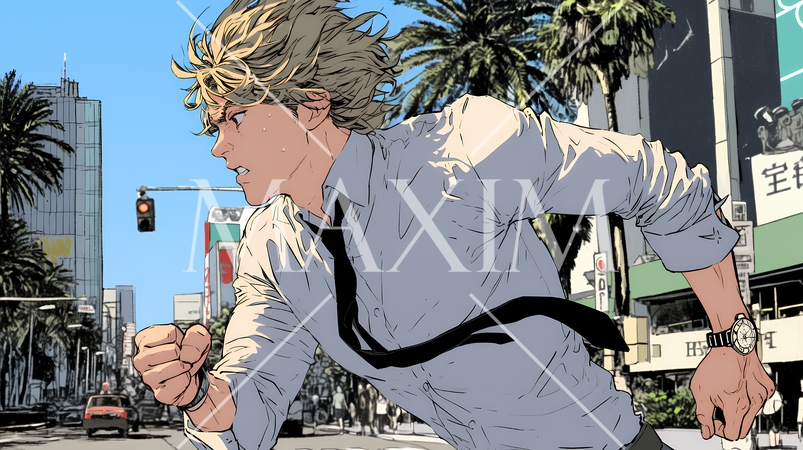 遅刻しそうで猛ダッシュをしている若い男性