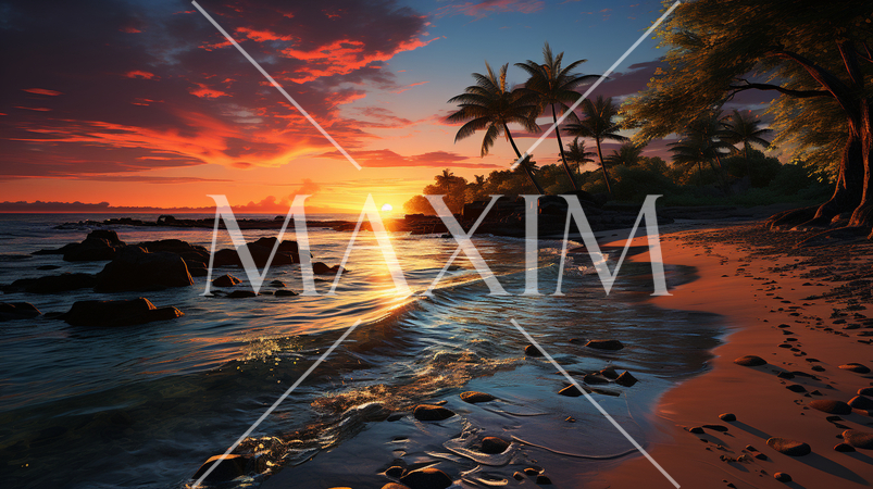 夕暮れ時の南国のビーチ