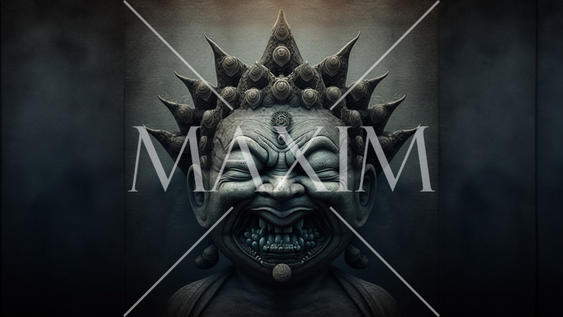 仏の顔も三度：4回目の仏のお姿。パンチパーマのような螺髪は怒りで逆立ち、柔和なお顔は憤りでゆがむ