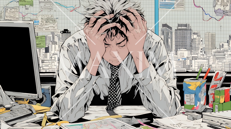 金融市場の急激な変動で頭を抱えている男性