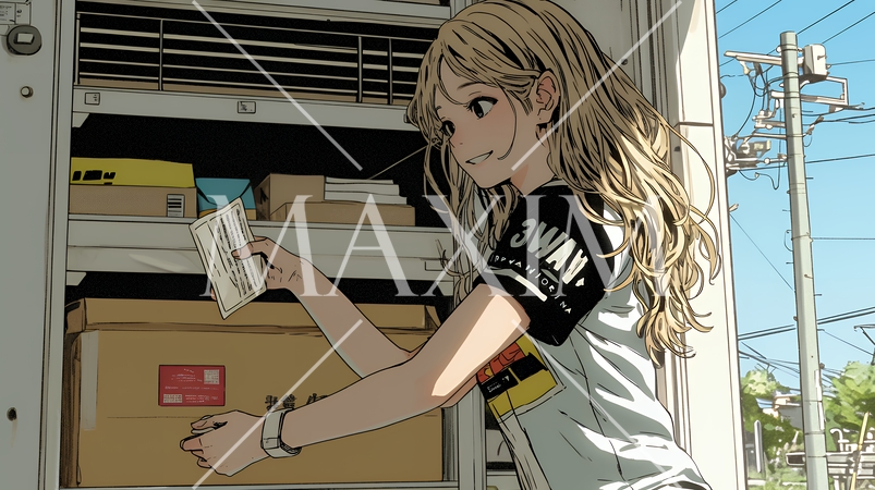 自宅で荷物と書類を整理中の女性