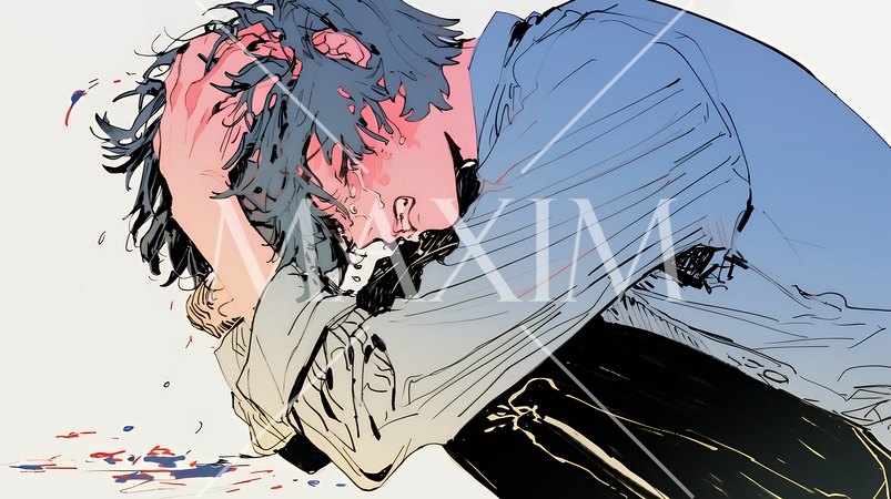 泣き崩れている男性