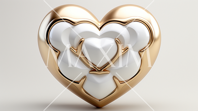 ハートの形の立体（3D）オブジェクトの白背景イラスト