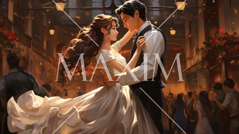 結婚式でダンスを踊る新婚夫婦