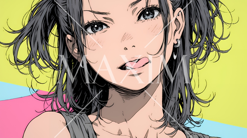 悪意や挑発の意味のある舌出しをしている若い女性