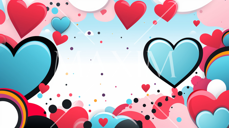ハートがいっぱいのコピースペースのあるカラフルな背景