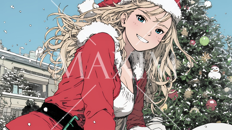 女性のサンタクロース（サンタのコスプレイヤー）