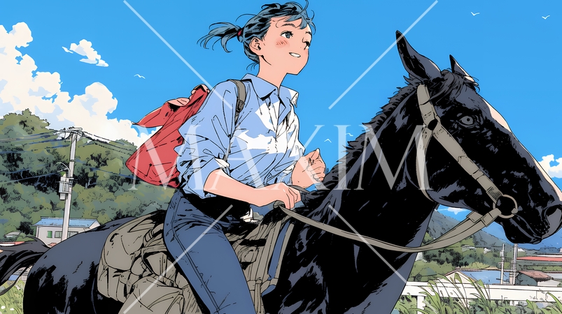 乗馬をしている若い女性