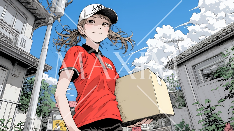 若い女性の宅配配達員（ドライバー）