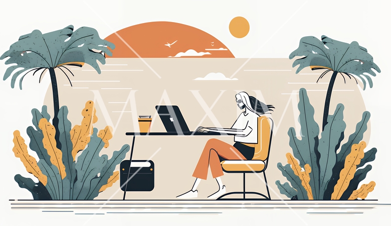 テレワーク／リモートワーク（場所に縛られない働き方）（POPな表現）