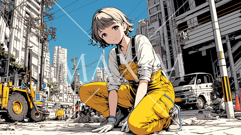 肉体労働をしている若い女性