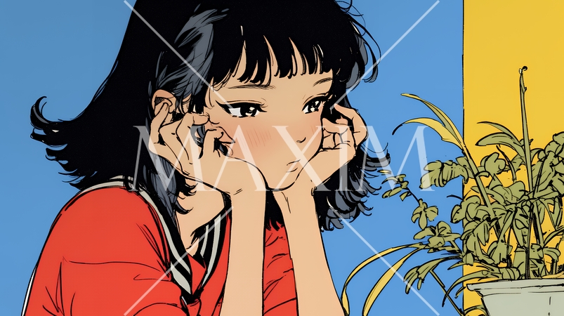 恥ずかしがって顔を赤らめている女性（異性を意識して？）