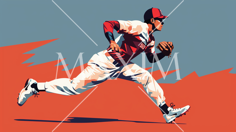 野球選手が守備で球を追いかけている