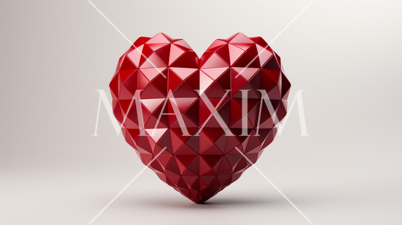 ハートの形の立体（3D）オブジェクトの白背景イラスト