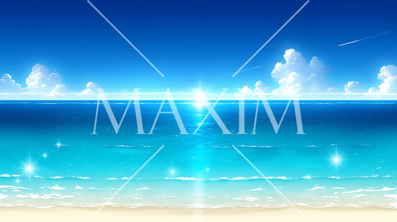 輝いている夏の海と空