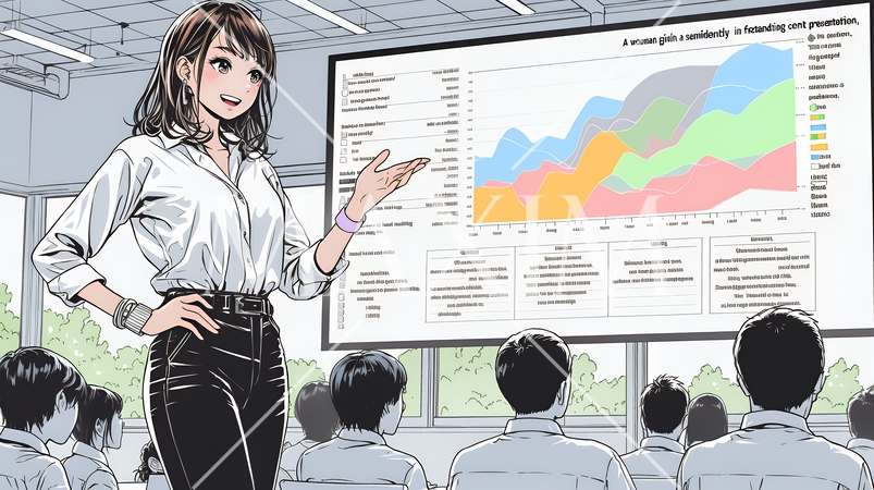 セミナーの講師をしている女性