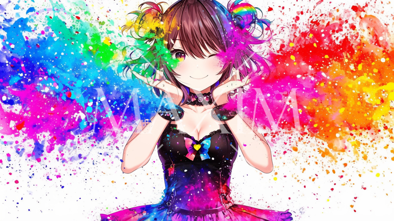 女の子からいろいろな楽しくて良いことが飛び出している様子