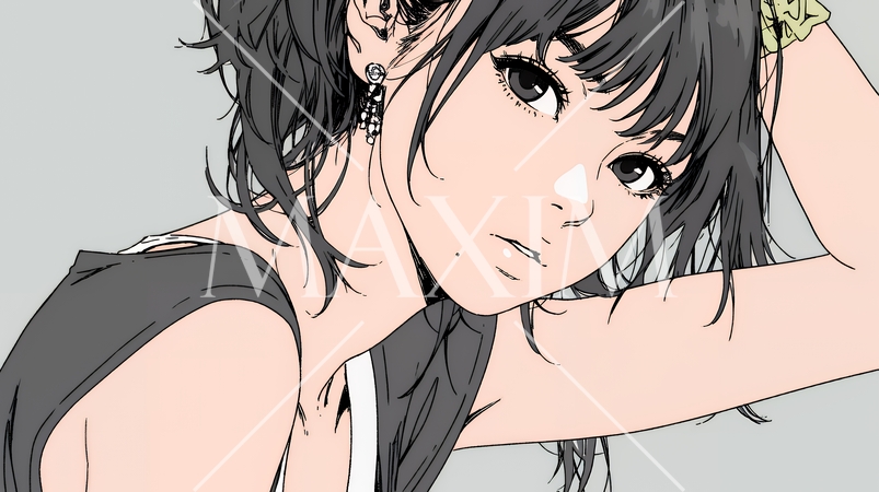 タンクトップ姿が魅力的な若い女性。